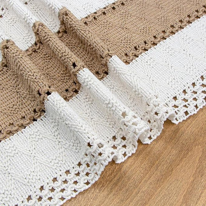 FEXIA Boho Table Runner for Home Coffee Decor 72 Inches Long Farmhouse Rustic Table Runner Macrame Burlap Centerpieces for Tables Decoration for Kitchen Bedroom Decor Bridal Shower (12x72 Inches)