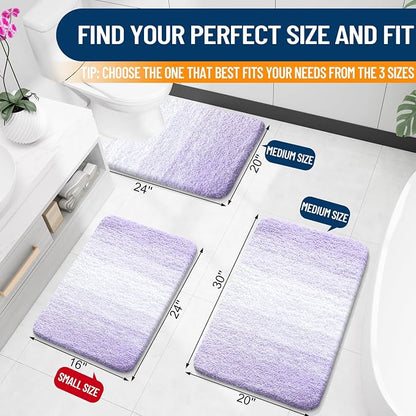 OLANLY Large Bathroom Rugs Mat 45x27, Extra Soft Absorbent Microfiber Bath Rug, Rubber Backing, Quick Dry, Washable Bath Mats for Bathroom Floor, Tub and Shower, Home Decor Accessories, Light Purple