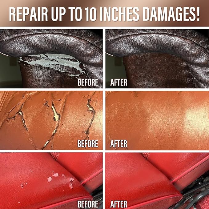 Leather Repair Kit for Furniture, Car Seats and Purse. Vinyl Repair Kit. Super