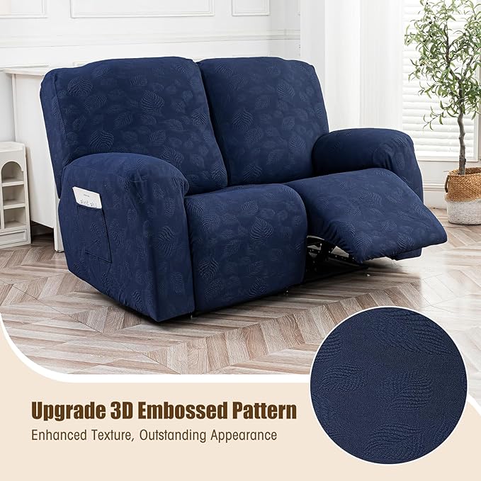 Gennia Recliner Loveseat Cover 4 Pieces, Waterproof Stretch Recliner Sofa