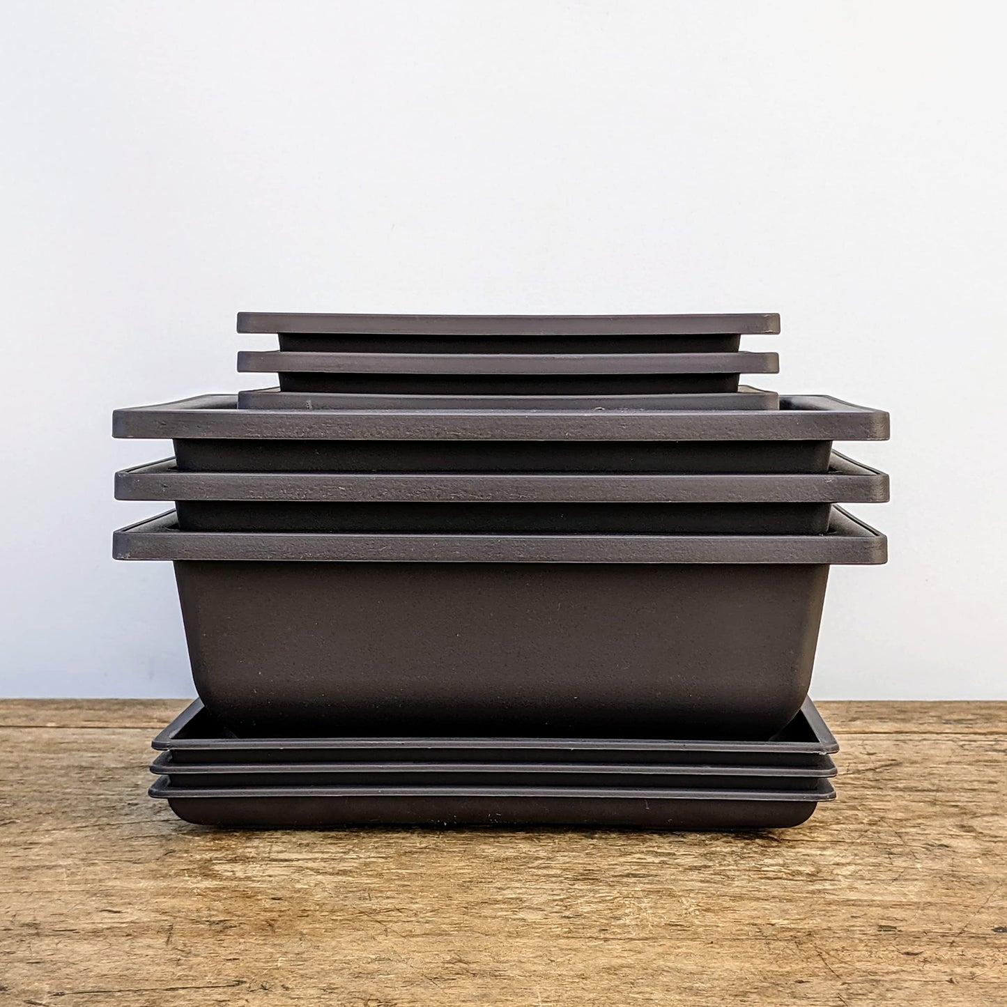 Tinyroots Bonsai Training Pots with Humidity Trays - Built in Mesh, 6" and 8" Large Planter Combo Pack + Made from Durable Shatter Proof Poly-Resin (Set of 6 Pot Set)…