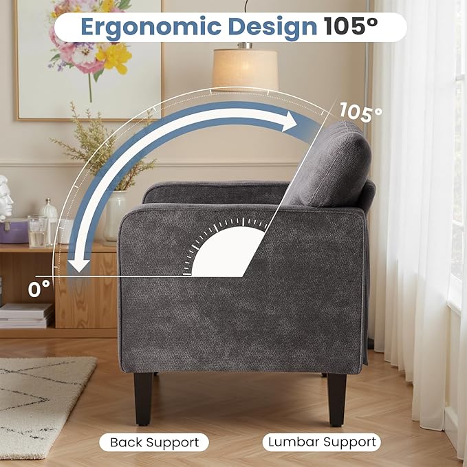 DUMOS Dark Grey Modern Accent Chairs
