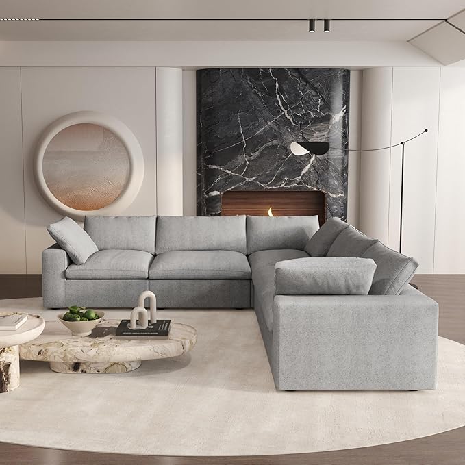Cloud Couch Modular Sectional Sofa, 5 Seater Minimalist Deep Couches, Sofa