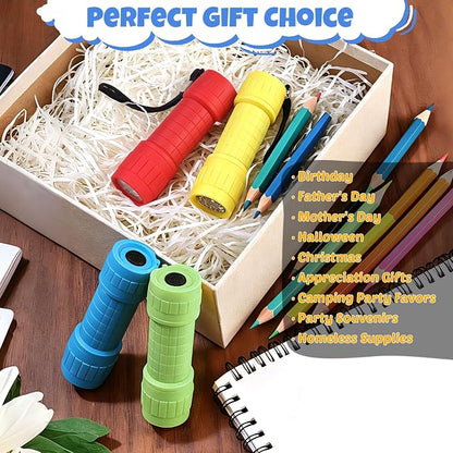 EverBrite 4-Pack Mini LED Flashlight Set, Small Flashlights for Kids in 4 Assorted Colors with 12 AAA Batteries, Fun and Portable for Camping, Emergency, Home, and Holiday Gifts
