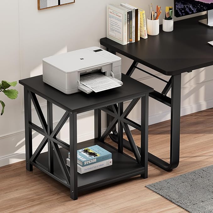 GreenForest End Table with 2-Tier Storage Shelf, 19.7 inch Side Table