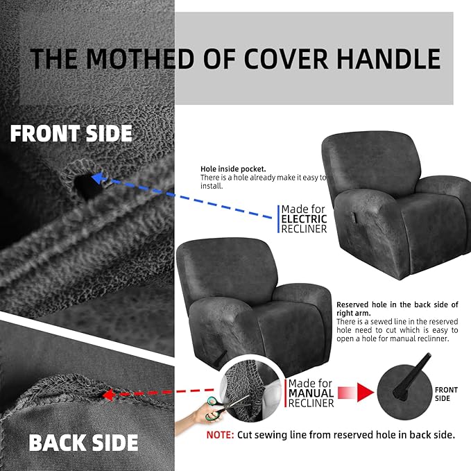 ANARACHON Recliner Chair Covers Leather Like, 4 Pieces Recliner Cover