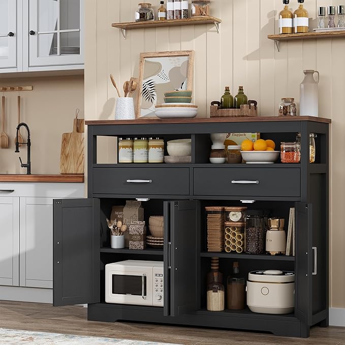 knoworld Buffet Sideboard with Storage Farmhouse with 4 Doors, Dining Room