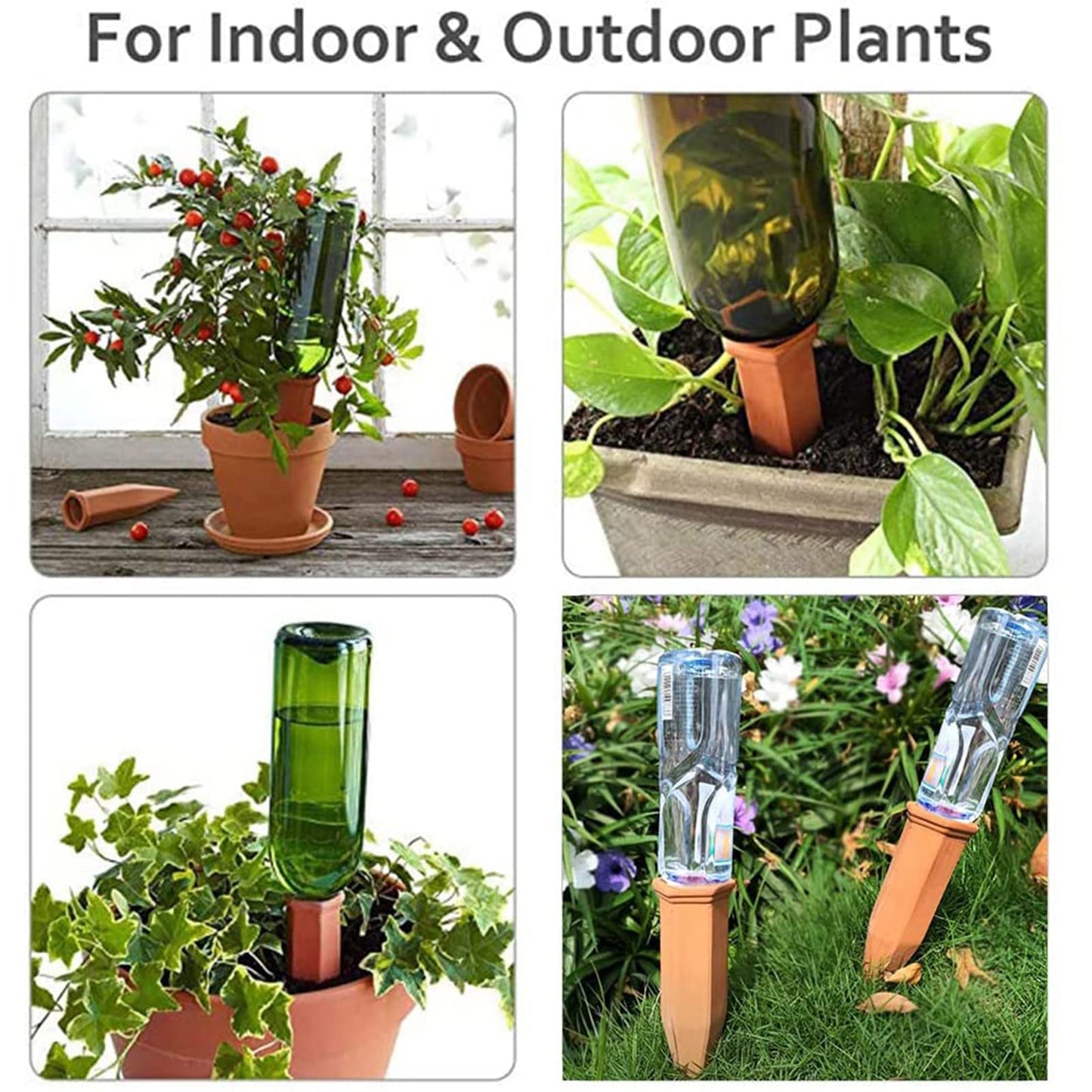 Plant Watering Devices, 8 Pack Terracotta Watering Spikes, Automatic Self Watering Spikes, Clay Wine Bottle Plant Watering Devices for Vacation, Self-Watering Stakes for Indoor Outdoor Plants