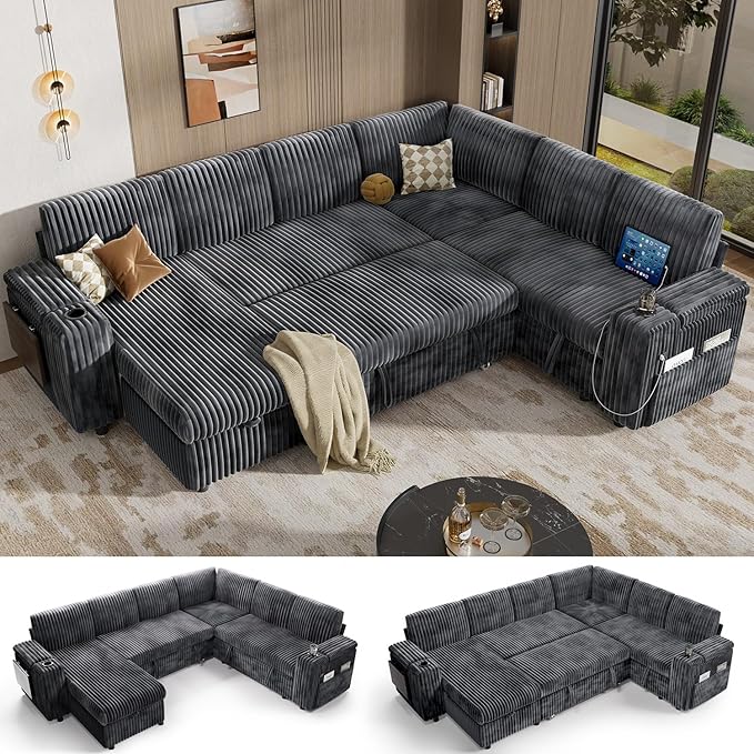 Vipbear 111" Modular Sectional Sleeper Sofa