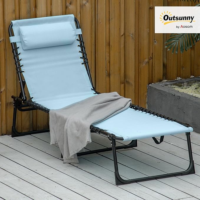 Outsunny Folding Chaise Lounge Chair, Patio Sun Tanning Chair, Outdoor Chaise