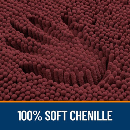 OLANLY Bathroom Rugs 35x24, Extra Soft Absorbent Chenille Bath Rugs, Rubber Backing Quick Dry, Machine Washable Bath Mats for Bathroom Floor, Tub and Shower, Home Decor Accessories, Andorra Red-Brown