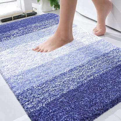 OLANLY Bathroom Rugs Mat 36x24, Extra Soft Absorbent Microfiber Bath Rugs, Rubber Backing, Quick Dry, Machine Washable Bath Mats for Bathroom Floor, Tub and Shower, Home Decor Accessories, Blue-Violet