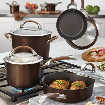 Circulon Symmetry Dishwasher Safe Hard Anodized Nonstick Cookware Pots and Pans Set, 11-Piece, Chocolate