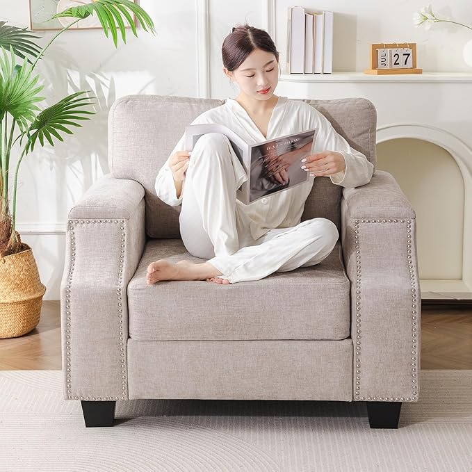 Oversized Accent Chair with Seat Storage, Comfy Living Room Chairs with Armrest