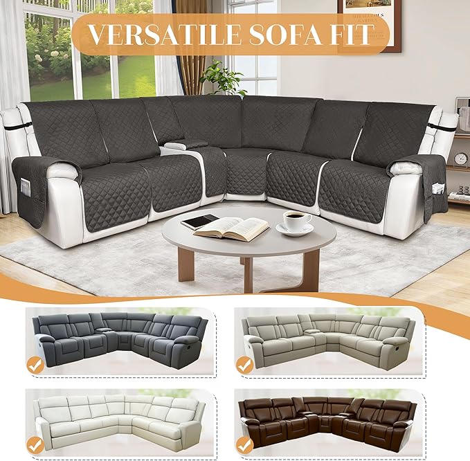 HDCAXKJ 100% Waterproof Reclining Sectional Couch Covers L Shape Recliner Sofa