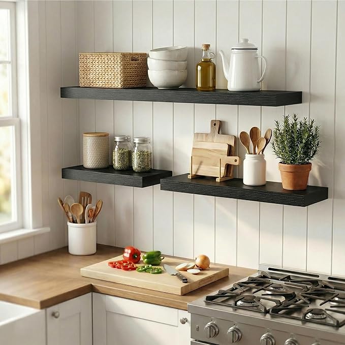 12 inch Deep Floating Shelves for Wall, 36 inch Wide Engineered Wood Wall