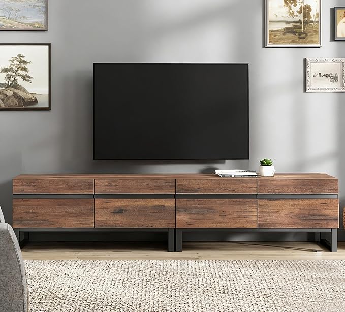 WAMPAT Modern TV Stand for 50-75 Inch TVs, Wood Entertainment Center