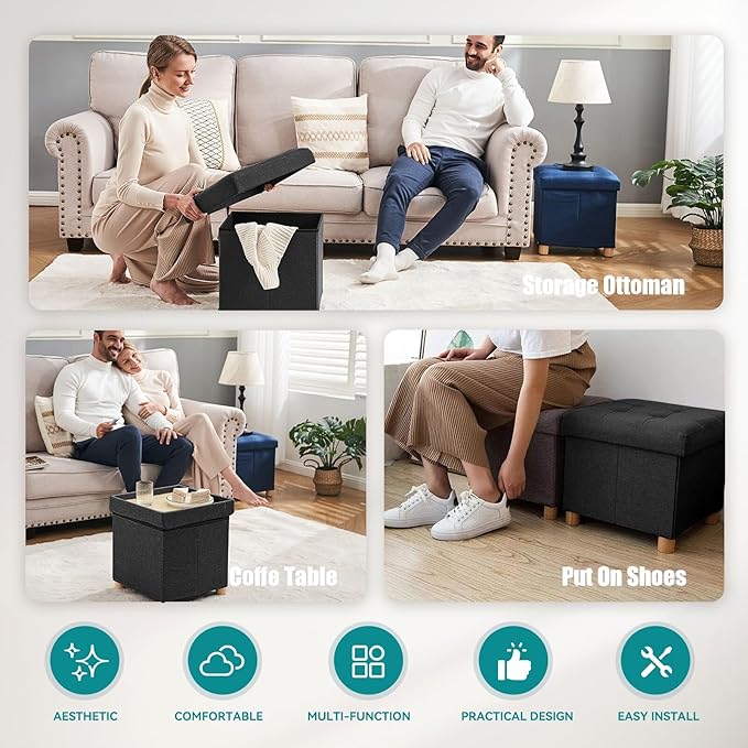 BRIAN & DANY Ottoman with Storage, Small Storage Ottoman