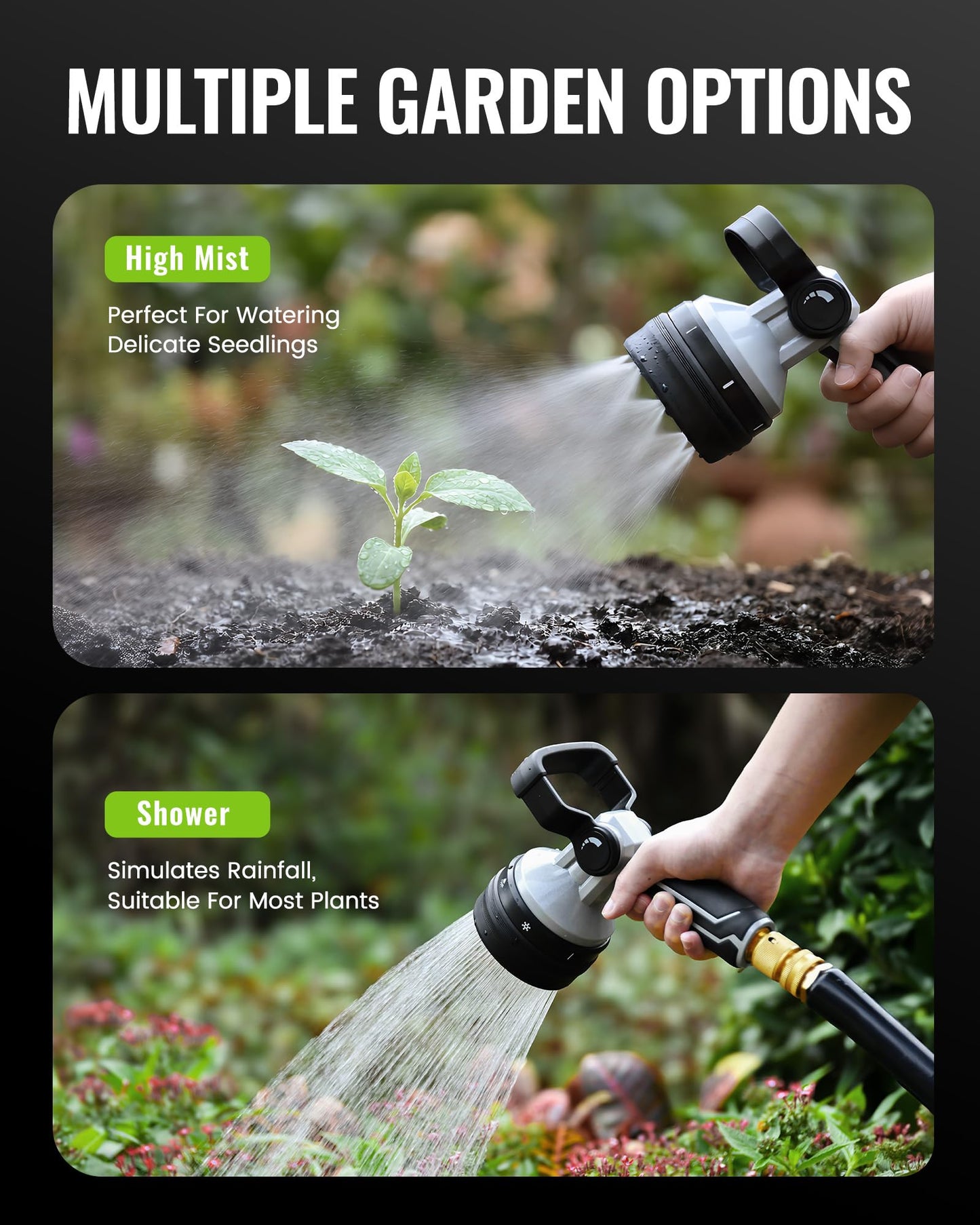 RAINPOINT Heavy Duty Fireman's Hose Nozzle, 7 Modes Water Hose Nozzle with Adjustable Flow Control, Ergonomic Grip for Garden Watering, Car Washing, Pet Bathing & Outdoor Cleaning