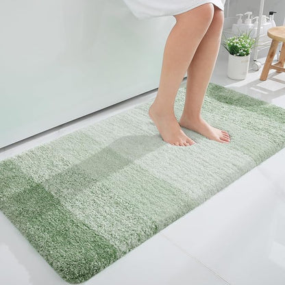 OLANLY Bathroom Runner Rugs Mat 44x24, Extra Soft Absorbent Microfiber Bath Rugs, Rubber Backing, Quick Dry, Washable Long Bath Mats for Bathroom, Tub and Shower, Home Decor Accessories, Sage Green