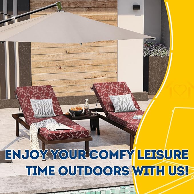 AAAAAcessories Outdoor Chaise Lounge Cushions, Fade-Resistant, Waterproof Patio