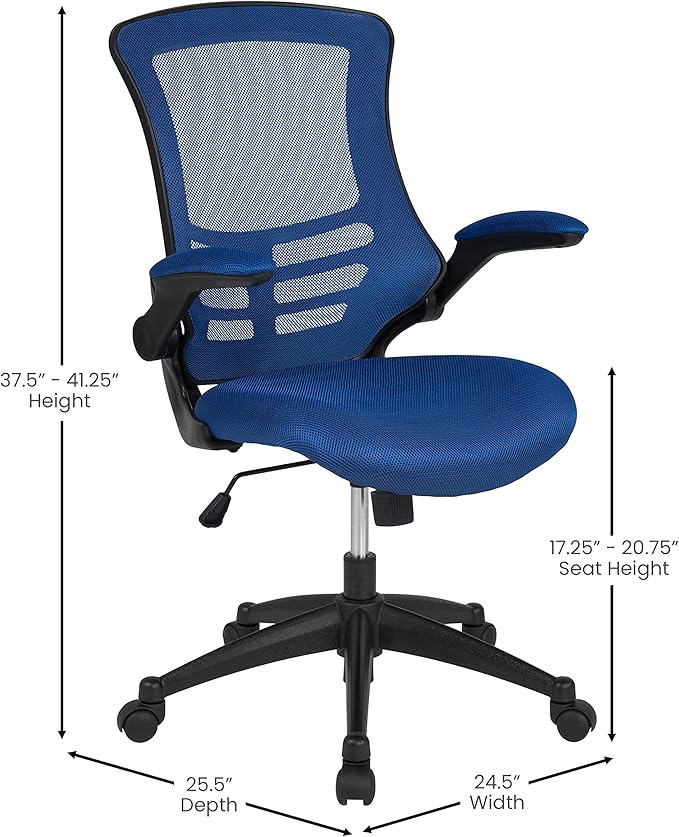 Flash Furniture Kelista Mid-Back Blue Mesh Swivel Ergonomic Task Office Chair