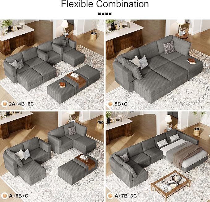 Belffin Fabric Modular Sectional Sofa Armrest Backrest Module Couch Side