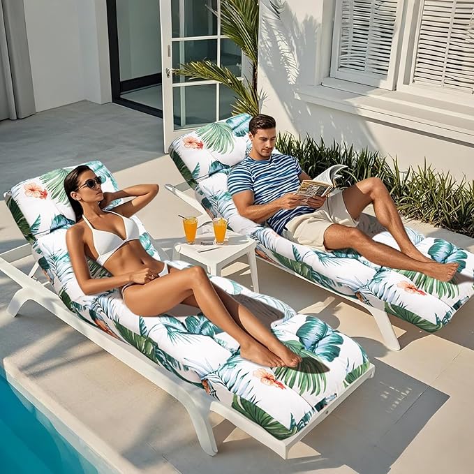 EverPine Outdoor Chaise Lounge Chair Cushion 74.4 x 22.8 x 4.7 Inch, Patio