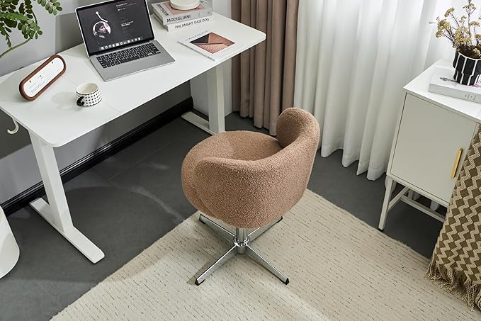 VINGLI Cute Small Swivel Desk Chair Comfy no Wheels, Ergonomic Low-Back Lumbar