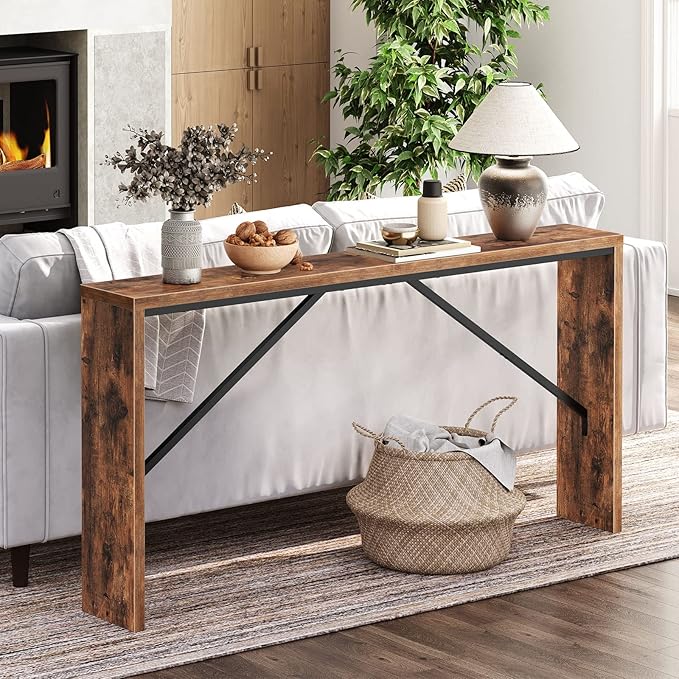MAHANCRIS Console Table, 62.2" Long Sofa Table Behind Couch, Narrow Entryway