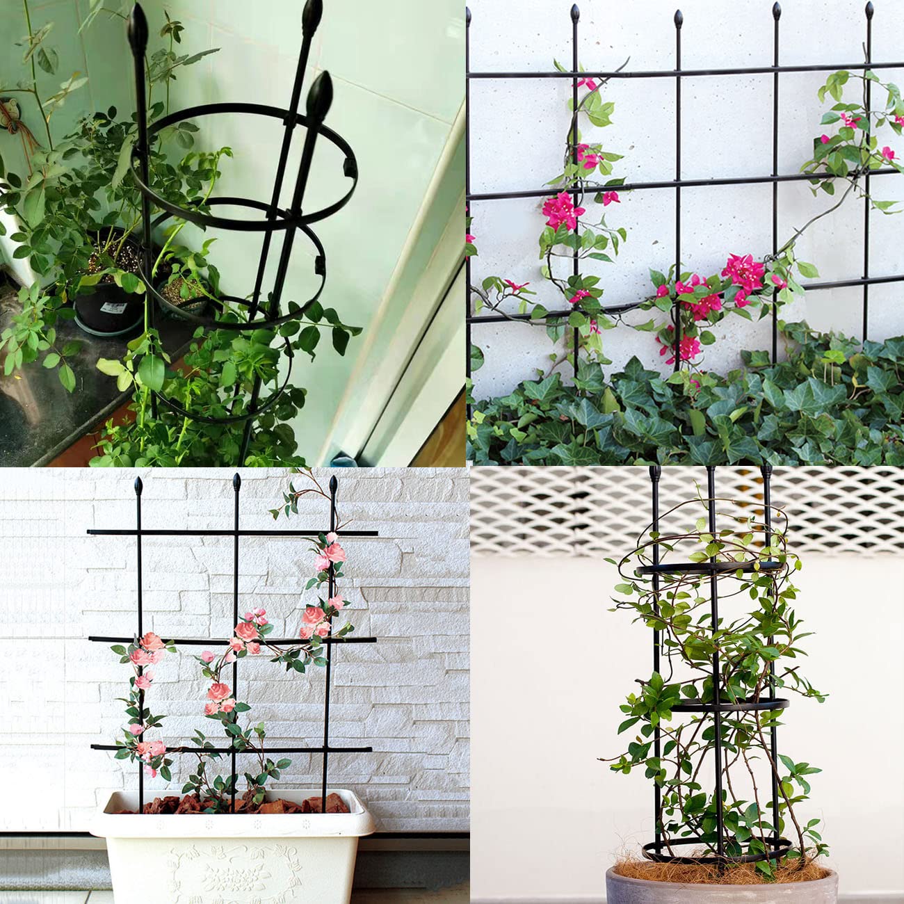 Garden Trellis,2 Pack Plant Trellis,2 in 1 Tomato Cages and Supports for Vines Crop,Plant Stake for Climbing Plants Indoor Outdoor,Plant Cage for Flower,Vegetable,Vines, Pot Trellis for Potted Plants