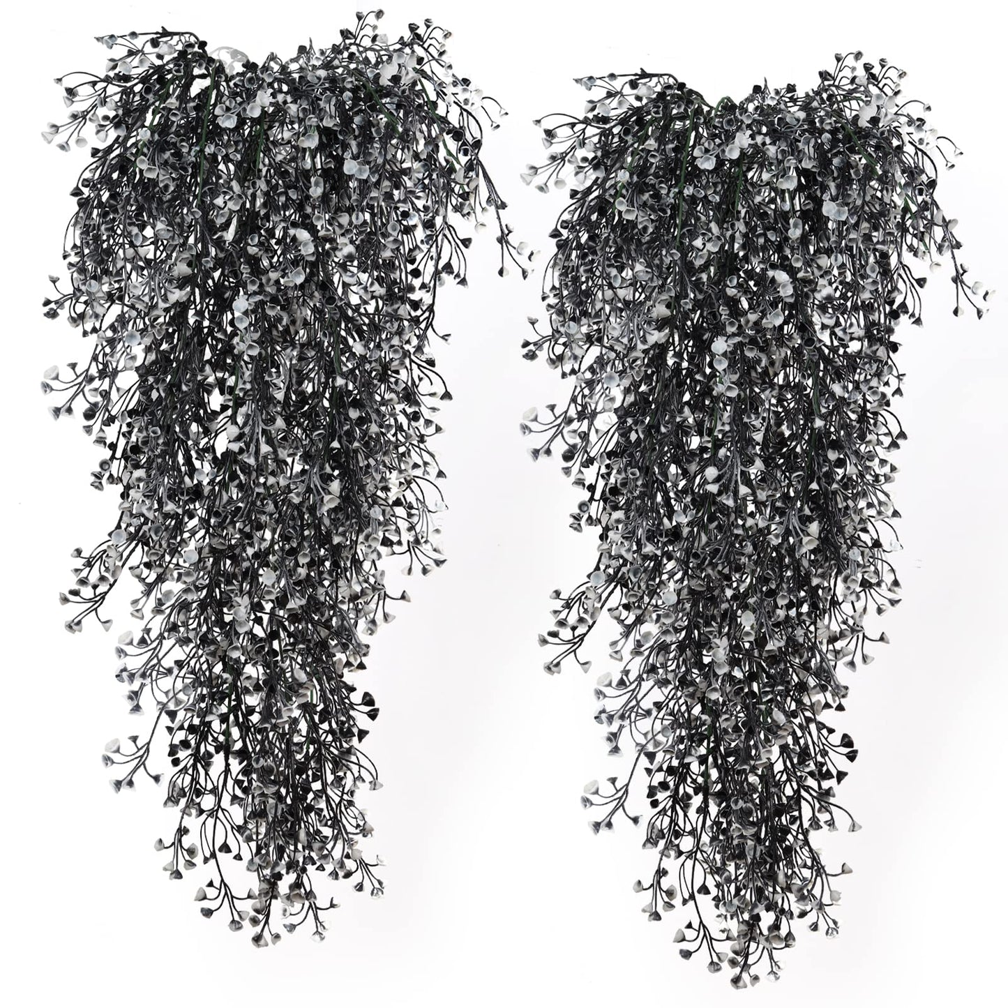 RECUTMS Artificial Hanging Plants 4 Pcs Fake Ferns Artificial Plants Large Faux Hanging Plant Wall Plants Fake Ivy Room Home Garden Wedding Halloween Party Indoor Outdoor Decor(Black White)