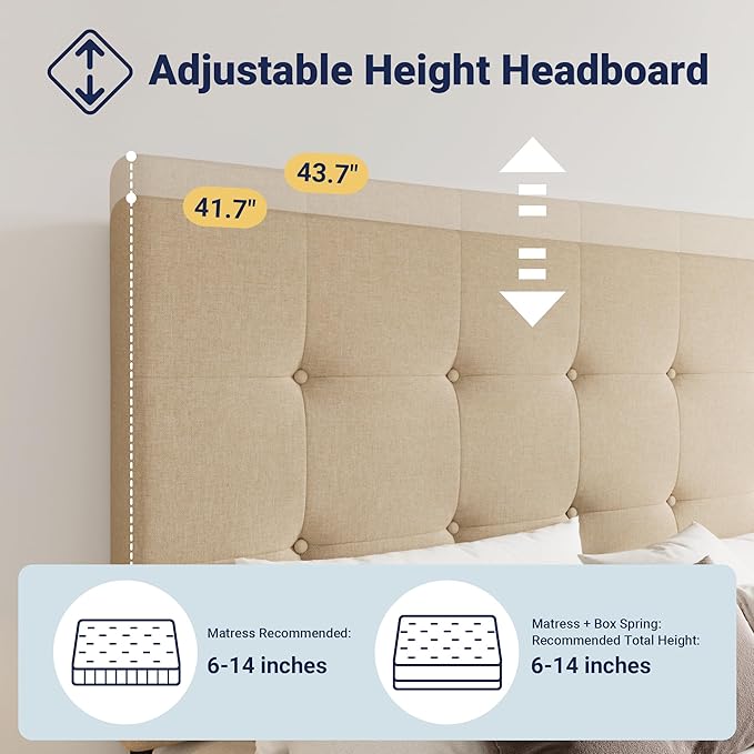 Allewie Upholstered Queen Size Platform Bed Frame