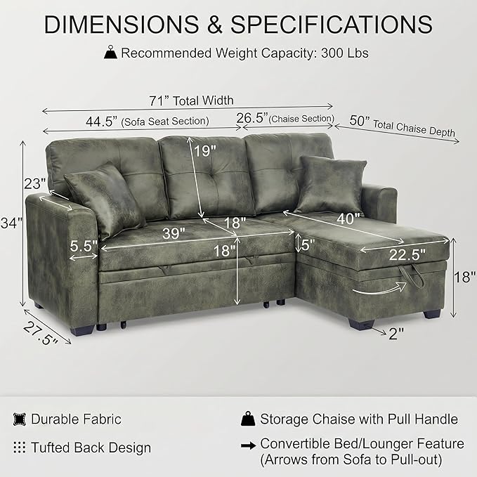 TYBOATLE Convertible Sofa Bed Couch