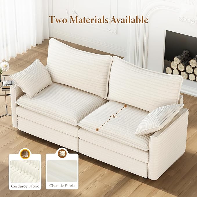 Vesgantti 74" Cloud Couch for Living Room, 2 Seaters Deep Seat Sectional