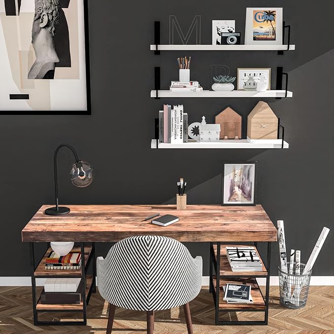 Floating Shelves, 24 Inches Easy to Install Wall Mounted Shelves, Rustic Wood