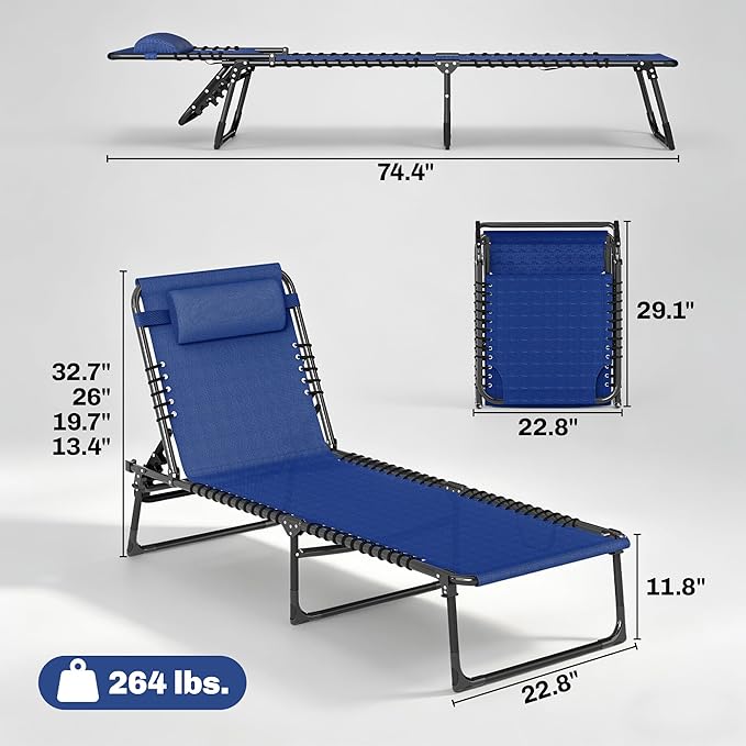 Outsunny Folding Chaise Lounge Chair, Patio Sun Tanning Chair, Outdoor Chaise