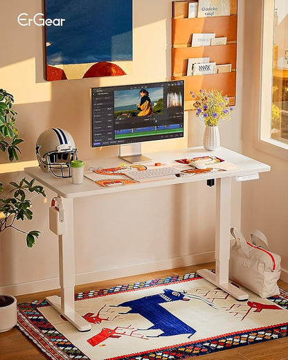 ErGear Height Adjustable Electric Standing Desk, 32 x 19 Inches Sit Stand up Desk with Memory Presets, Computer Home Office Desk, White
