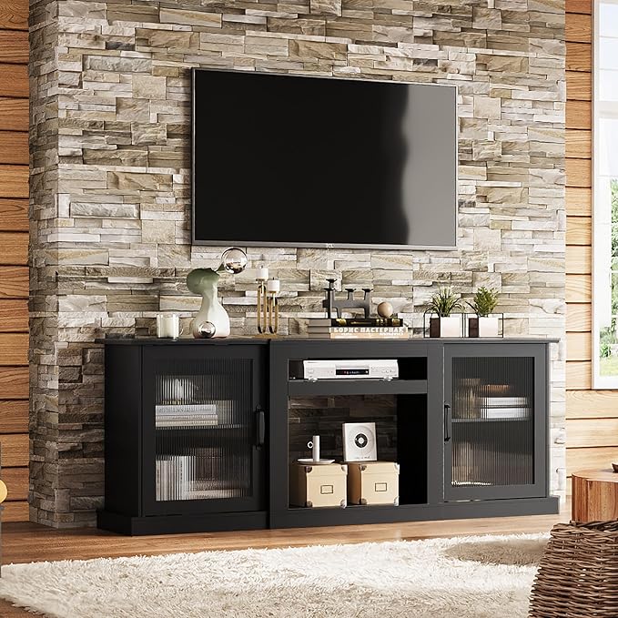 WLIVE Farmhouse TV Stand for 75 inch TV, Entertainment Center