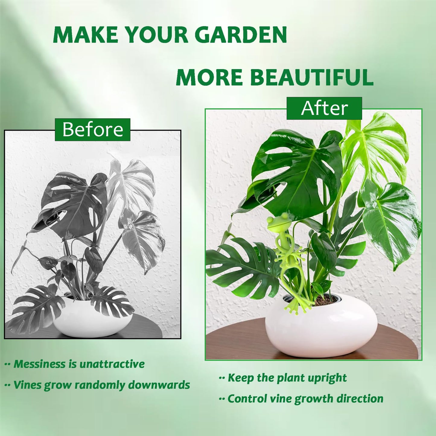 YQCBSU 2025 New Bendable Frog Moss Pole, Monstera Plant Stakes, Plant Support for Climbing Indoor Plants, Wall Clips for Potted Climbers, Plant Accessories for Gardening or Cable Management (6 Pcs)