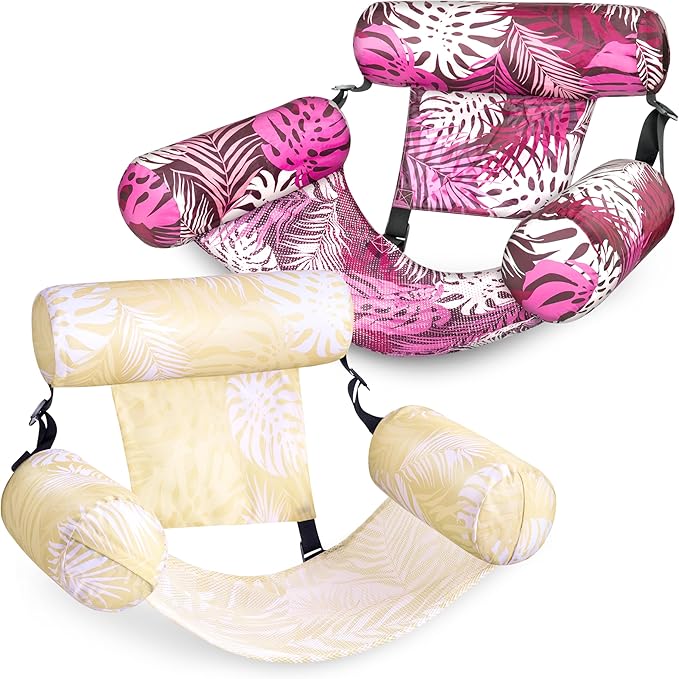 SLOOSH Inflatable Pool Floats Adult, 2 Packs Floating Lounge Chairs, Blow up