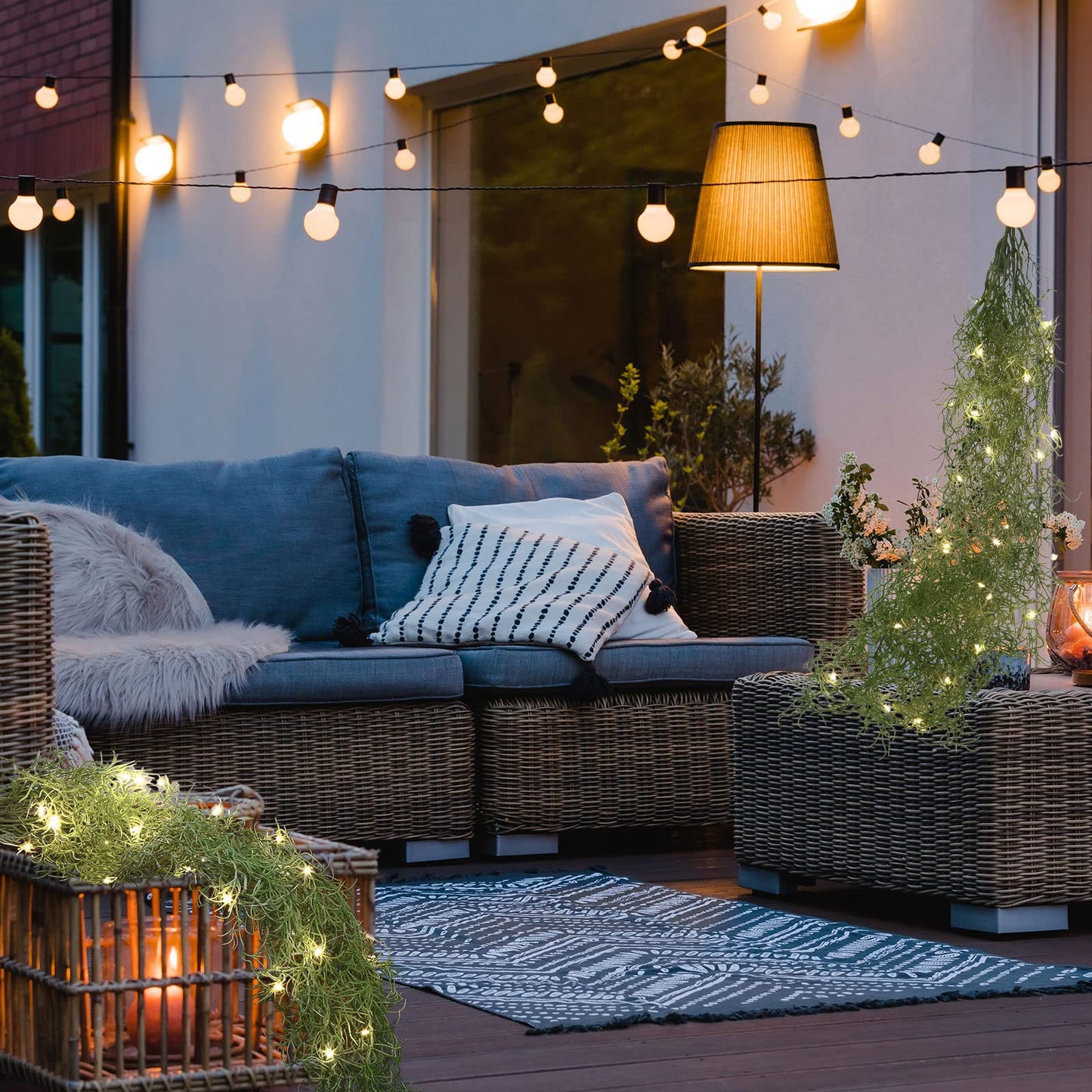 Mudder 3 Packs LED Artificial Hanging Plants, 3.6 ft Fake Hanging Plant, Ivy Vine Fake Leaves Greeny Chain Wall Home Room Garden Wedding Garland Outside Decor (Basket Not Included) (Vines Moss)