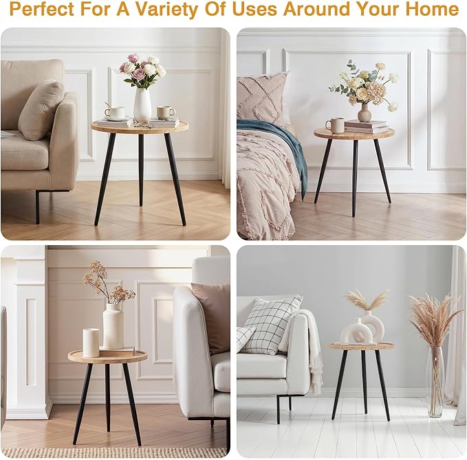 VECELO Modern Side Table, Round Small End Table, Exclusively Designed