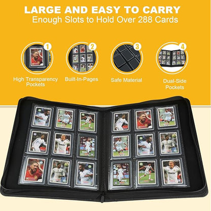 Toploader Binder,Toploader Hard Cases, 9-Pocket Pages Sleeves Hold up 288 Cards.Toploader Card Binder with Sleeves for “3×4” rigid，Card Holder(White)