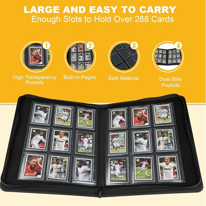 Toploader Binder,Toploader Hard Cases, 9-Pocket Pages Sleeves Hold up 288 Cards.Toploader Card Binder with Sleeves for “3×4” rigid，Card Holder(RED)