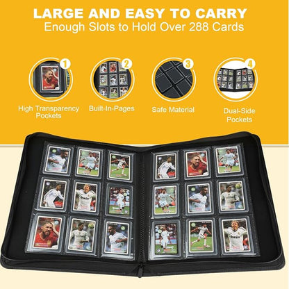 Toploader Binder,Toploader Hard Cases, 9-Pocket Pages Sleeves Hold up 288 Cards.Toploader Card Binder with Sleeves for “3×4” rigid，Card Holder(RED)