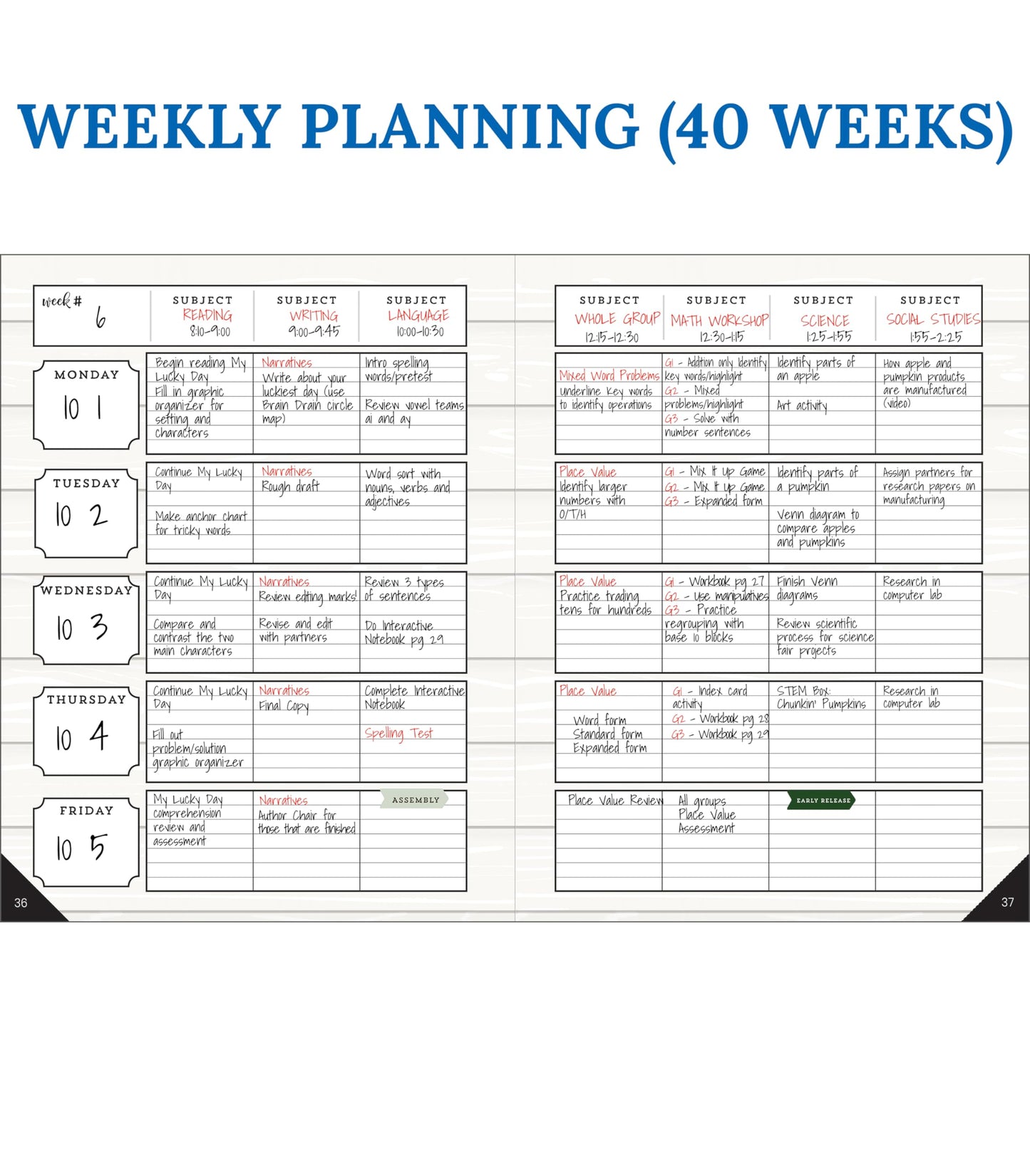 Carson Dellosa Education Modern Farmhouse Teacher Planner 2026-2027,Undated 8" x 11" Lesson Plan Book With Stickers, Class Schedule & Weekly Calendar School Supplies, Homeschool & Classroom Must Haves