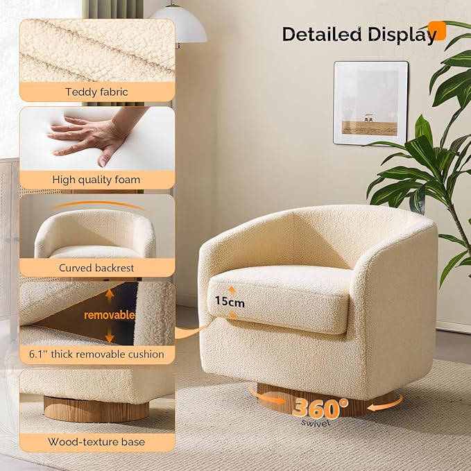 VINGLI 360°Swivel Accent Chair