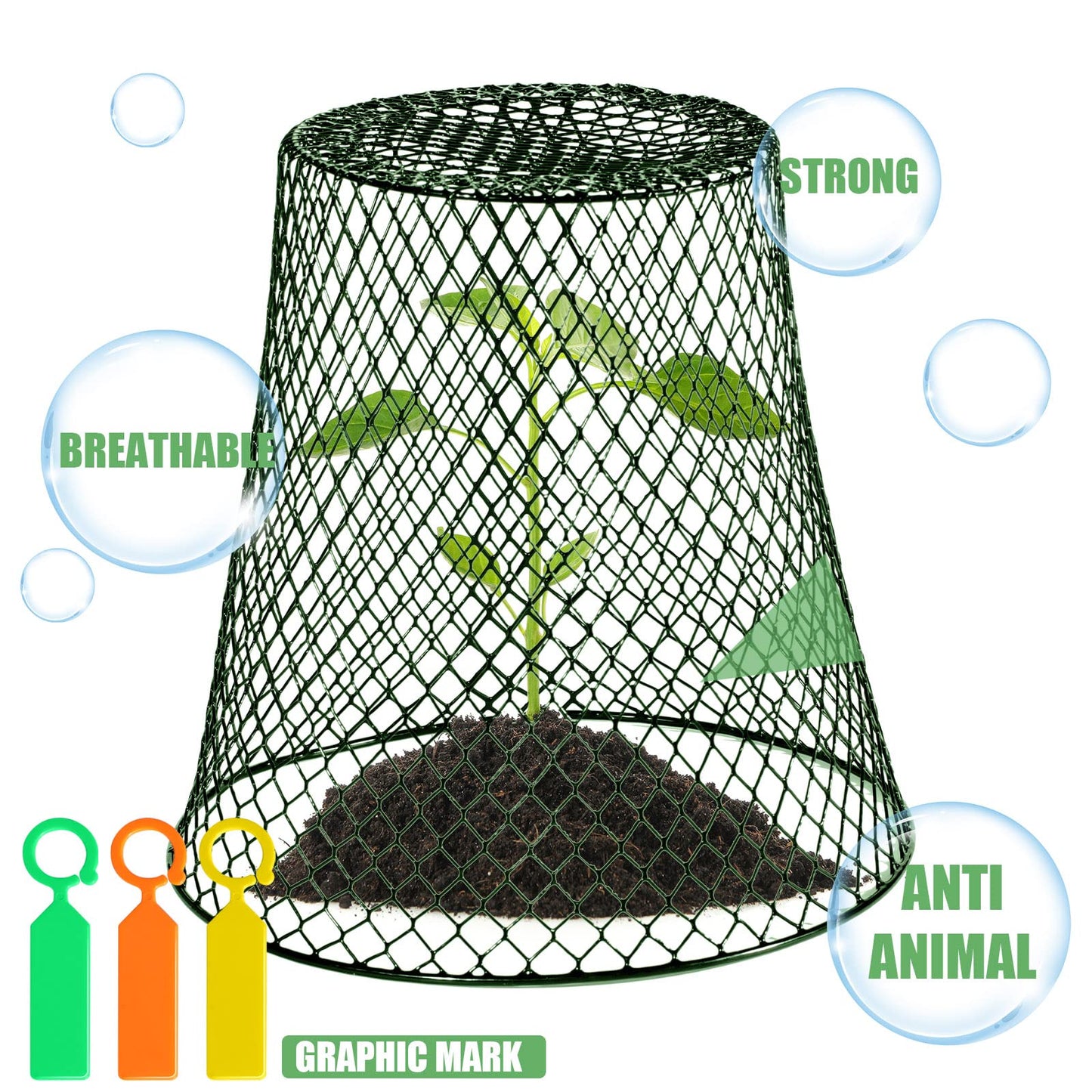 10 Pieces Chicken Wire Plant Covers Wire Garden Cloches Chicken Wire Cloche Plant Protector Metal Heavy Duty Garden Plant Cloche for Keeping Bunnies Chicken Squirrels Birds Other Out(9×9in) (Green)