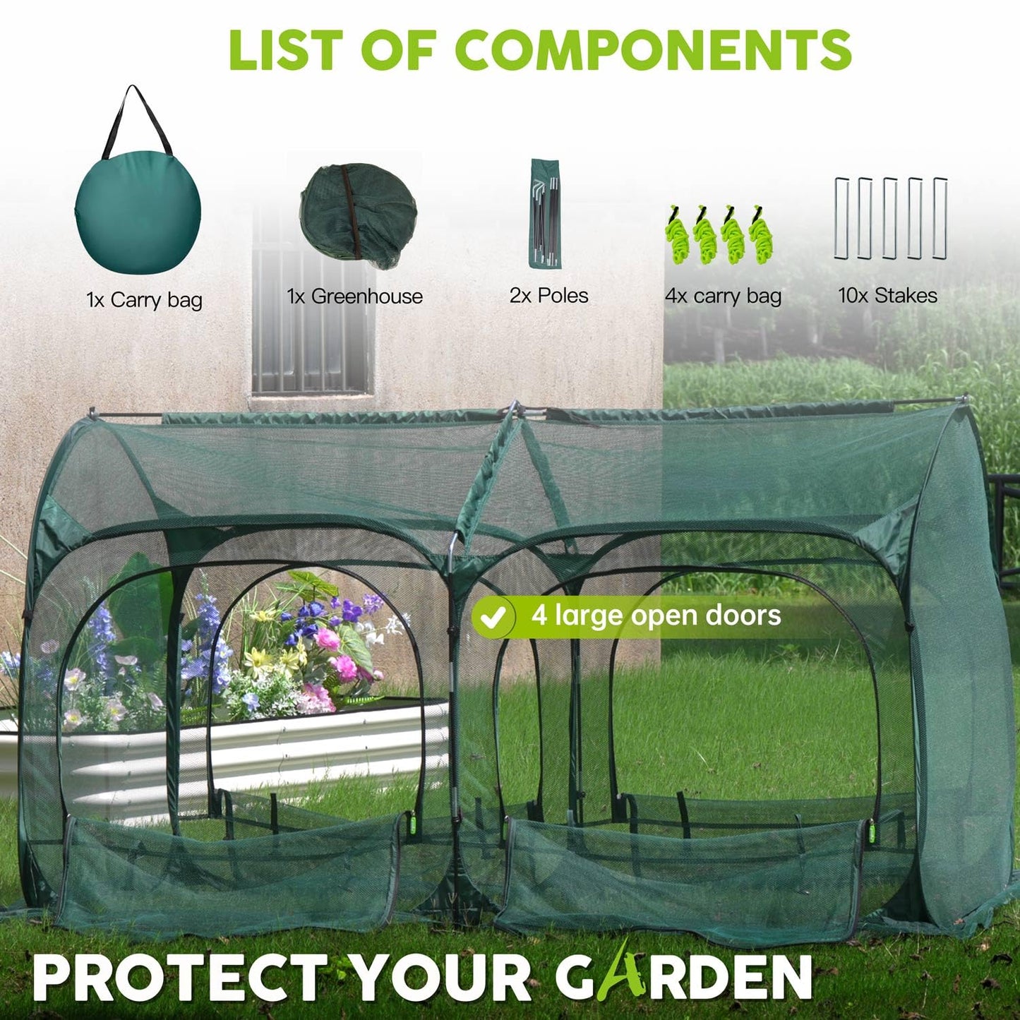 Poray Large 5.3x2.6FT Plant Netting Cover, Pop up Tunnel Crop Cage Gardening Net,Pest Guard Cover for Vegetables &Fruits,Durable Gardening Net for Plant and Animal